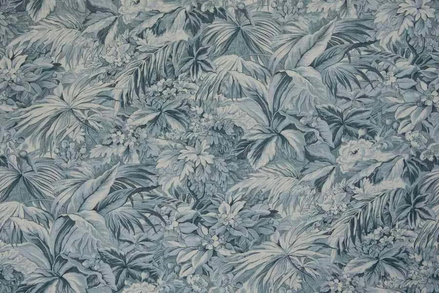 French General Baxter Bleu tissu ameublement lin 137 cm