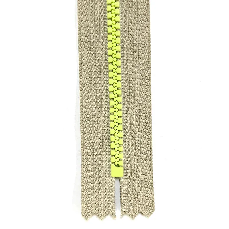 Yoko Saito fermeture eclair bicolore 25 cm beige citron
