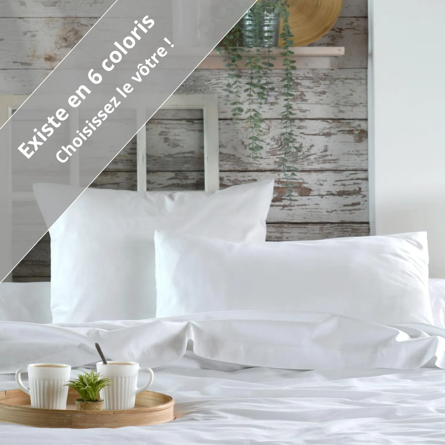 STOF Elysée taie oreiller 63x63 cm blanc percale