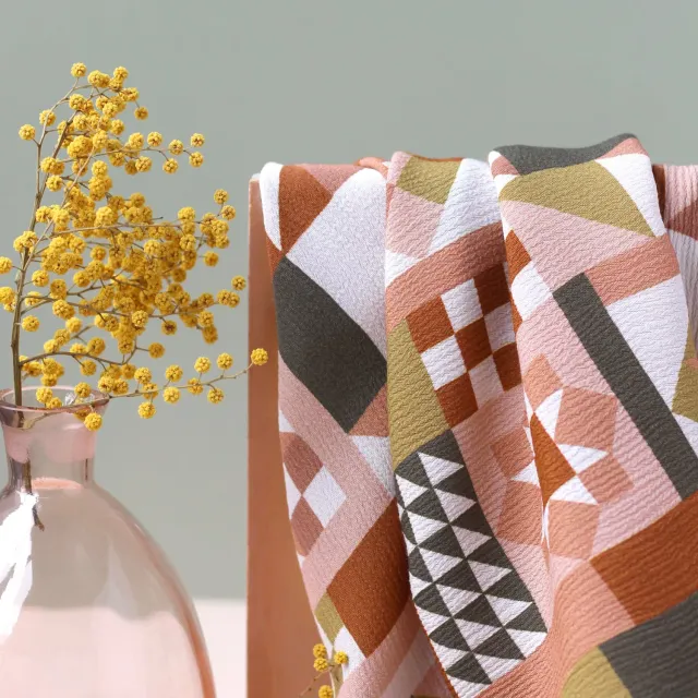 La Maison Naïve Crêpe Marocain Patchwork Cannelle coupon tissu viscose