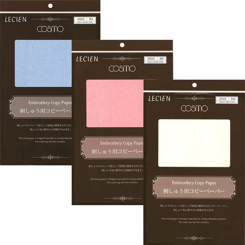 Yoko Saito papier calque broderie bleu lot 3 feuilles craie