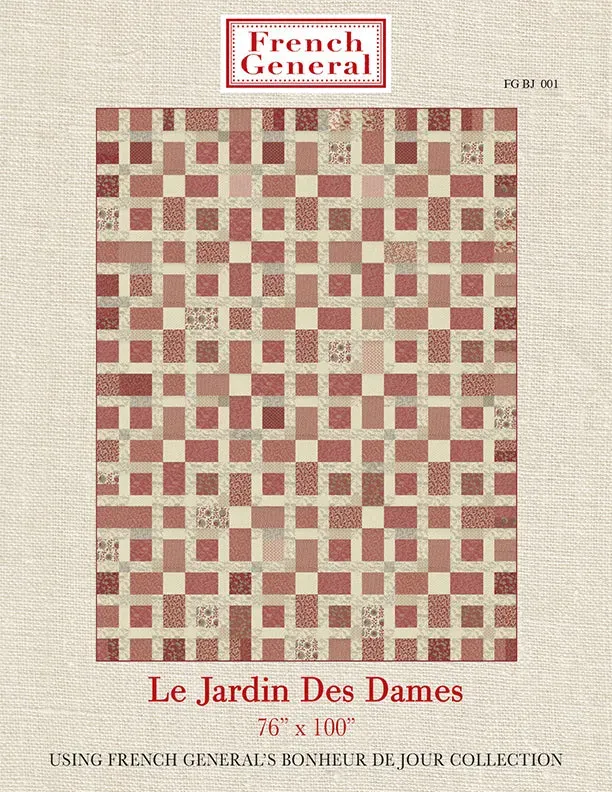 French General Bonheur de Jour Jardin des Dames patron quilt imprimé