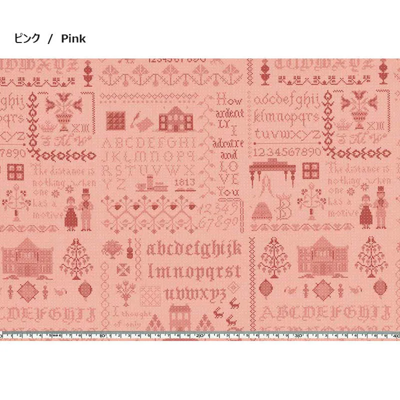 Yoko Saito web2603-A10 tissu coton rose croix au mètre