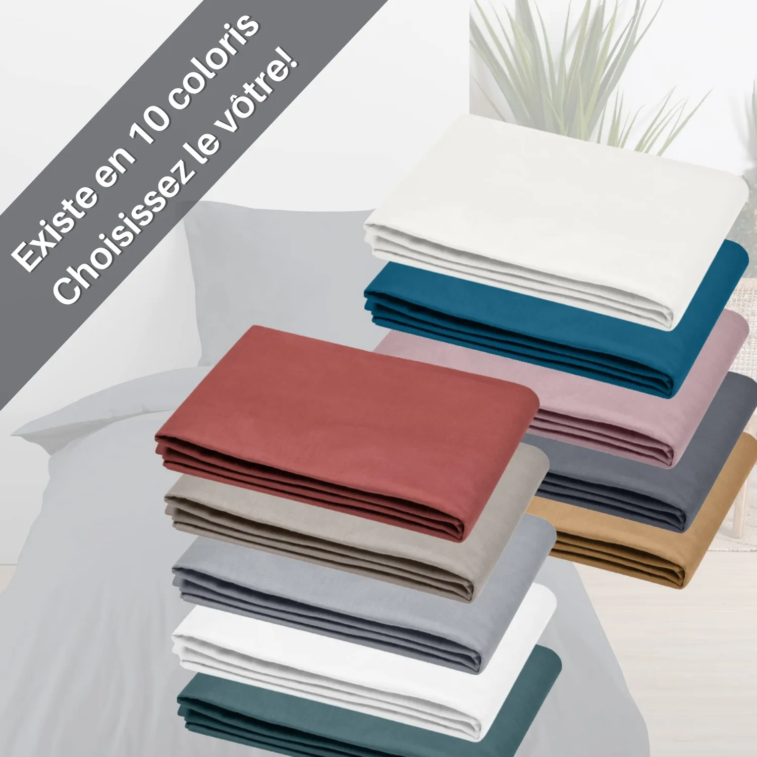 Stof Eden drap plat 180x290 cm ardoise coton