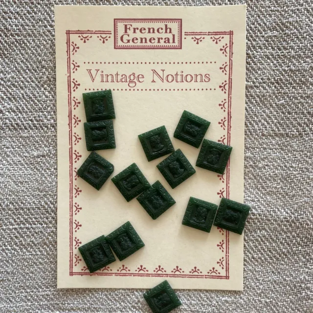 French General Vintage Glass cabochons verre jade 15 mm lot 12