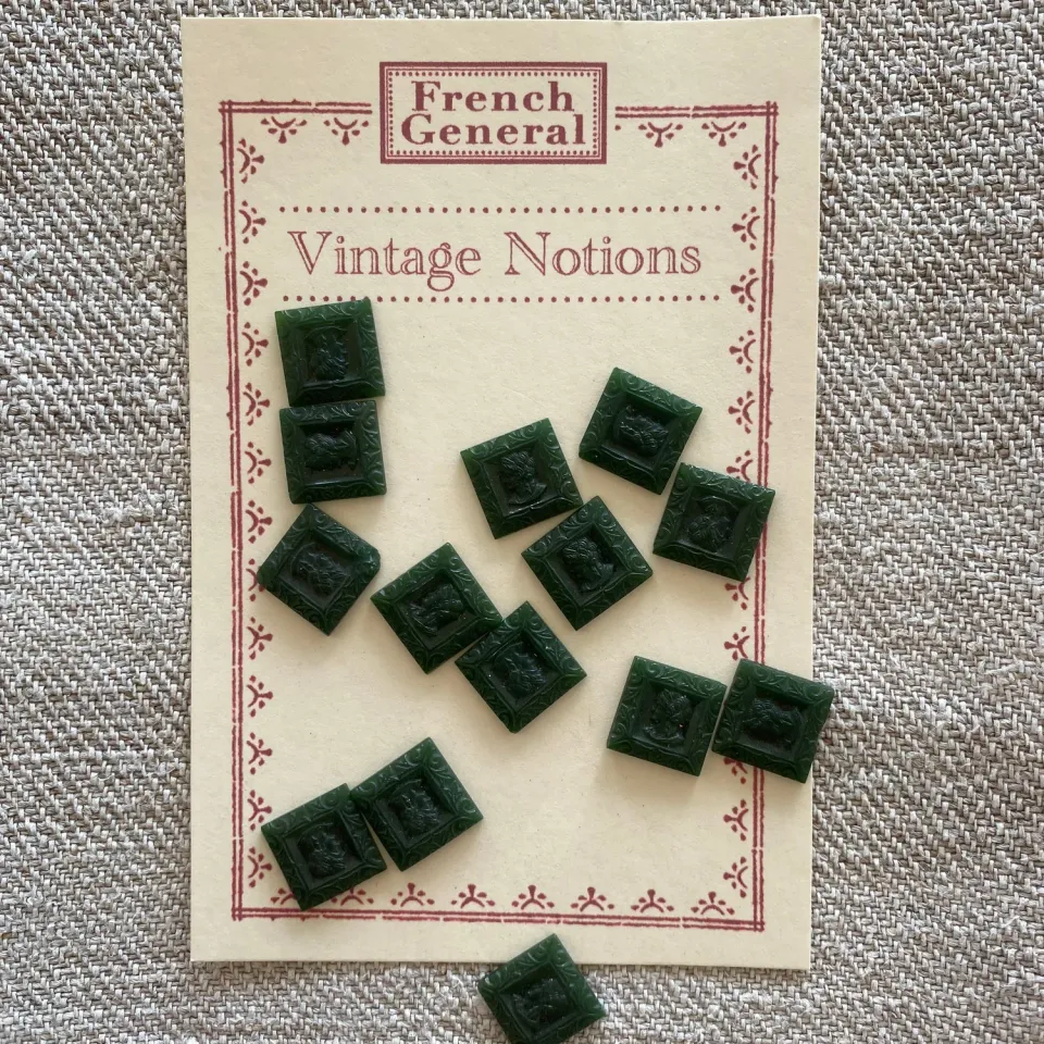 French General Vintage Glass cabochons verre jade 15 mm lot 12