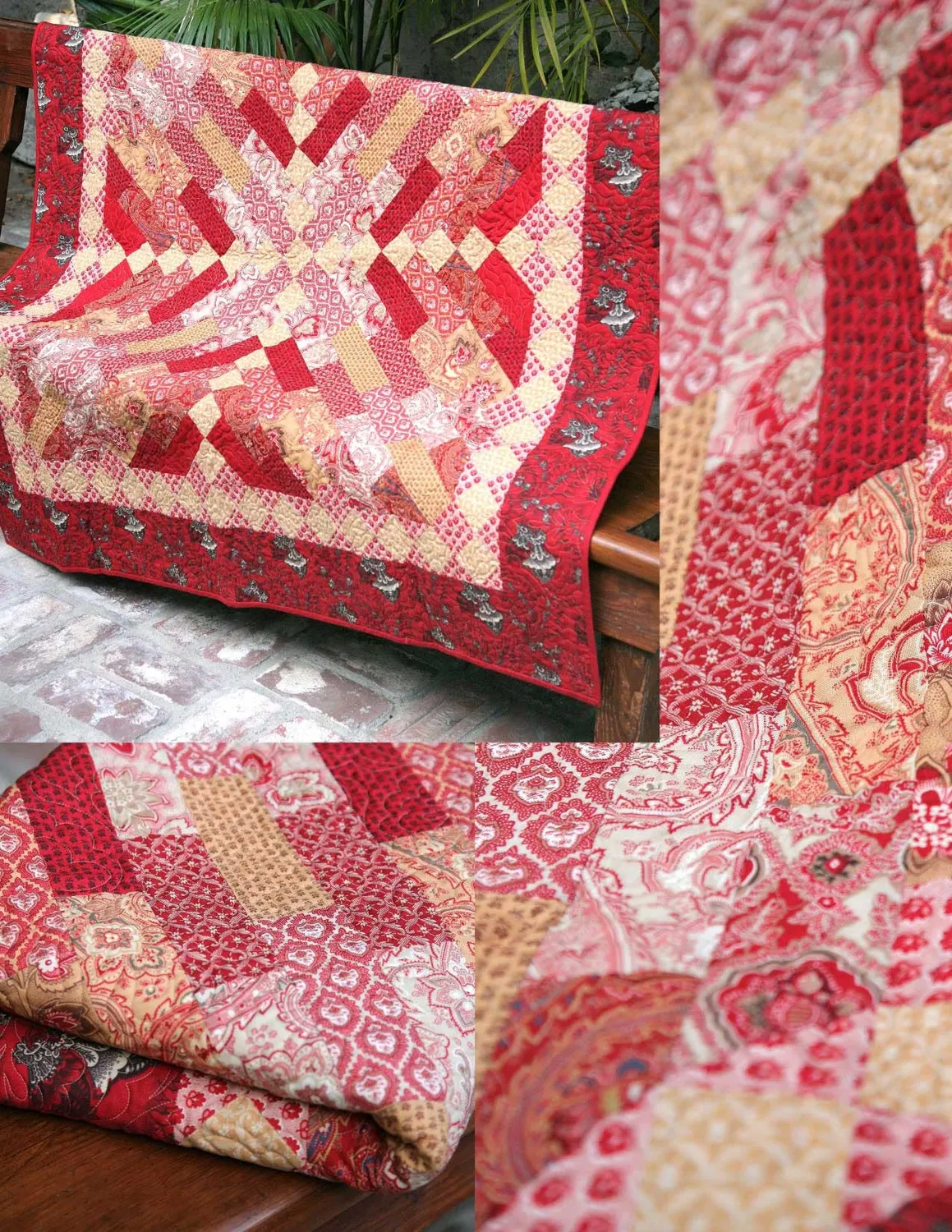French General Rue Indienne patron quilt 52 pouces imprimé