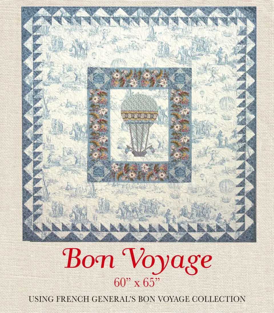 French General Bon Voyage patron patchwork appliqué imprimé 152x165 cm