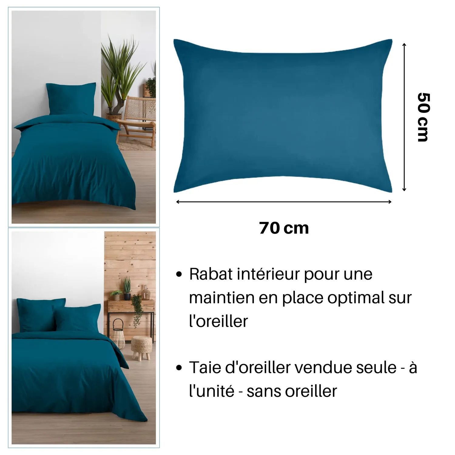 Stof Eden taie oreiller 50x70 cm pétrole coton