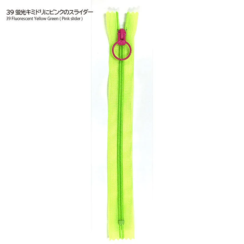 Yoko Saito fermeture éclair néon bicolore 25 cm
