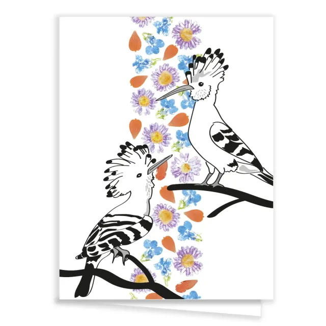 Tribu Indigo oiseaux fleuris carte de vœux A6 recyclée