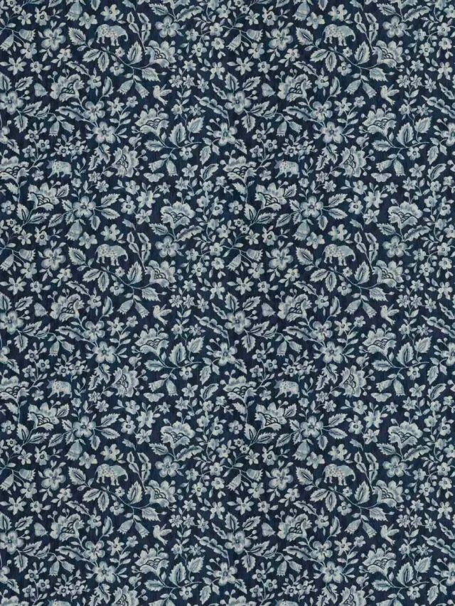 French General Indra Indigo tissu coton ameublement