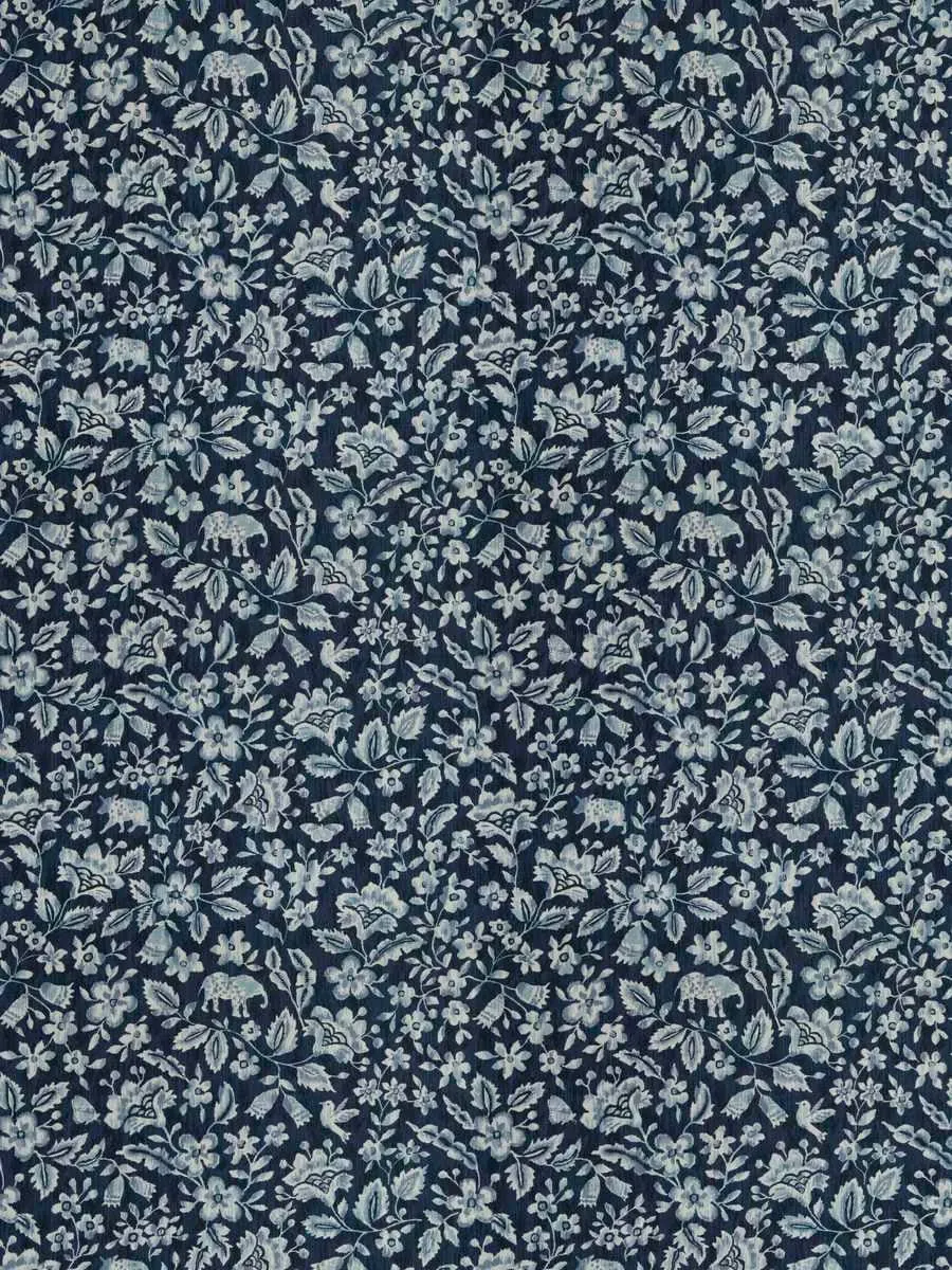 French General Indra Indigo tissu coton ameublement