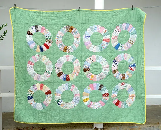 French General Dresden Plate quilt ancien menthe 160x195 cm
