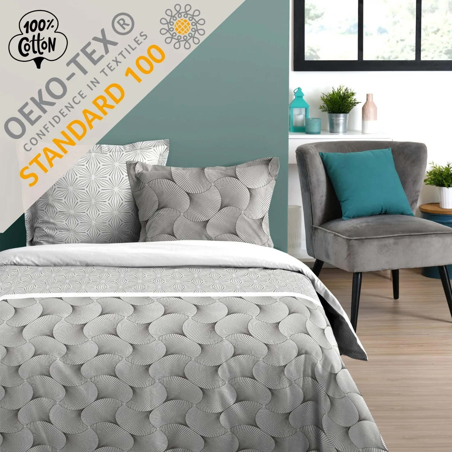 STOF Canberra parure housse couette 240x220 gris coton