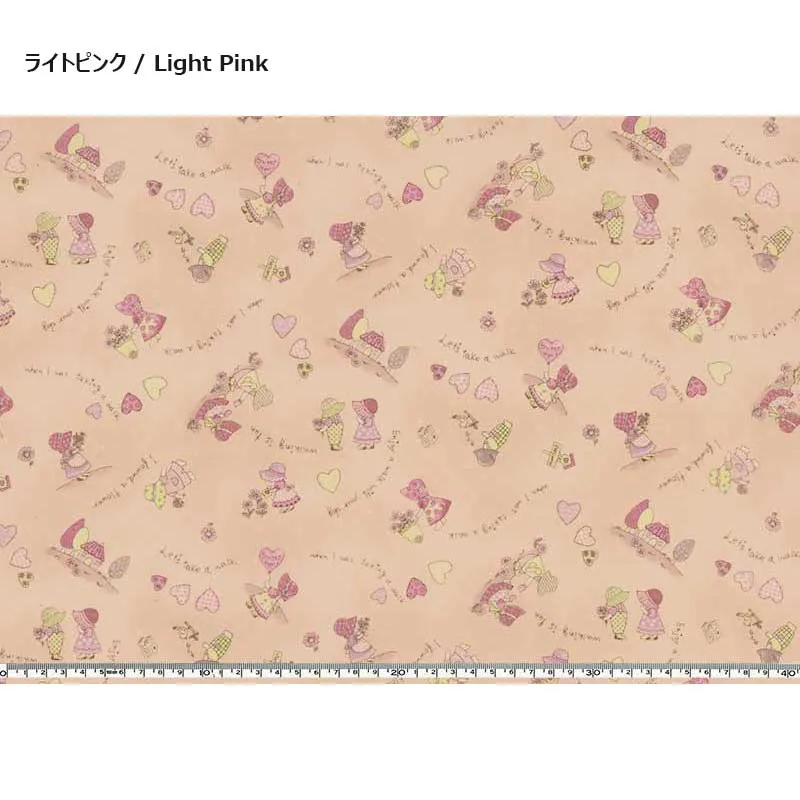 Yoko Saito Sunbonnet Sue tissu coton rose clair au mètre