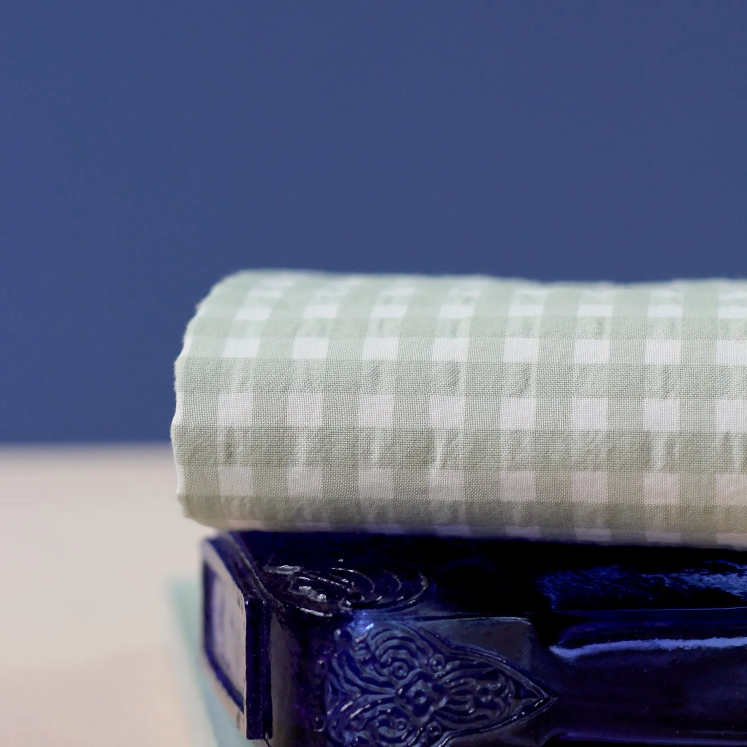 La Maison Naïve Vichy Amande tissu seersucker pastel