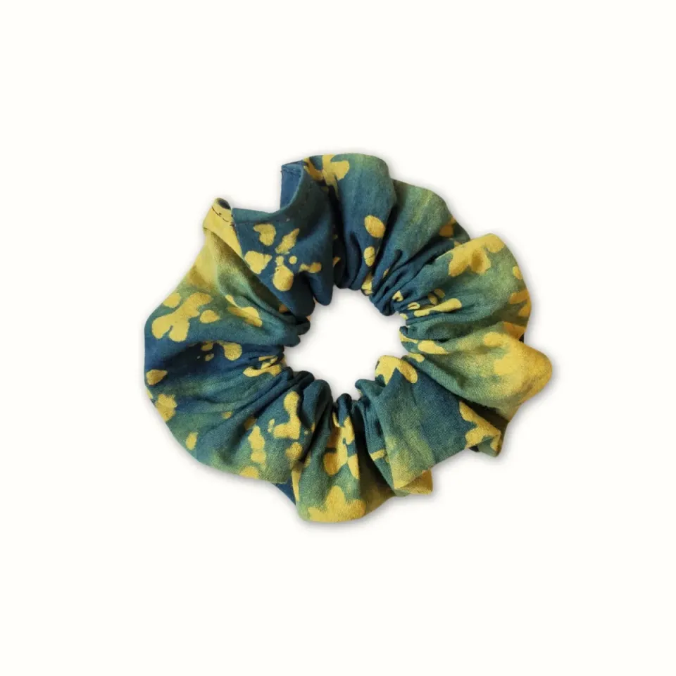 Tribu Indigo Dabu chouchou tissu vert fleurs coton bio