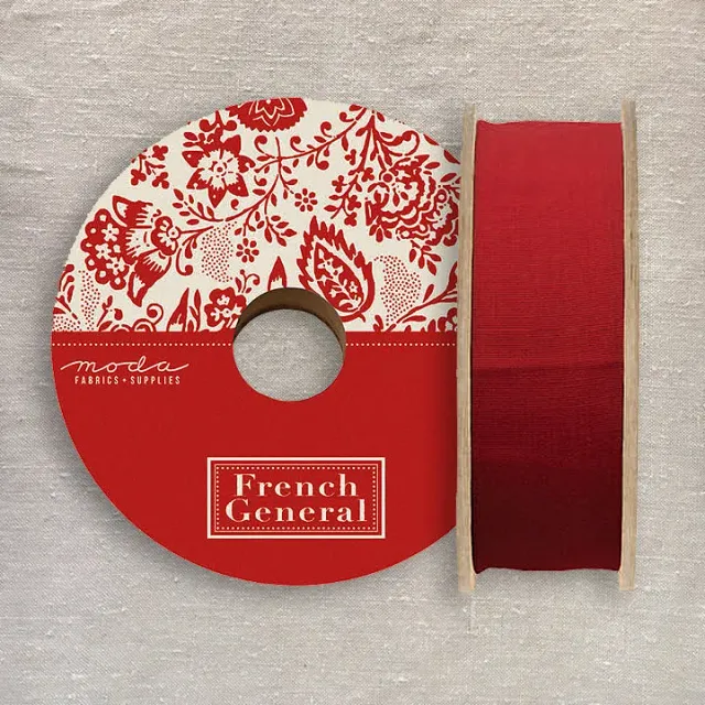 French General Chafarcani sergé rouge 3,8 cm bobine coton