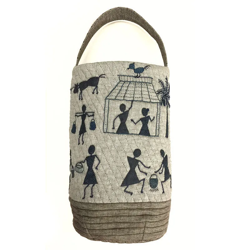 Yoko Saito Indian Bag kit sac appliqué Warli 25x30 cm