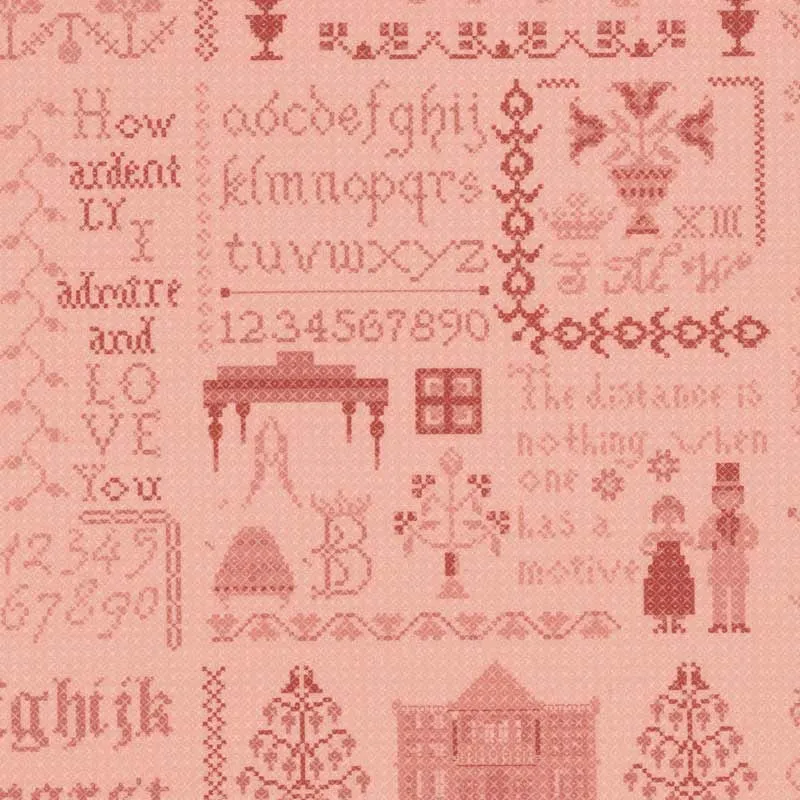 Yoko Saito web2603-A10 tissu coton rose croix au mètre