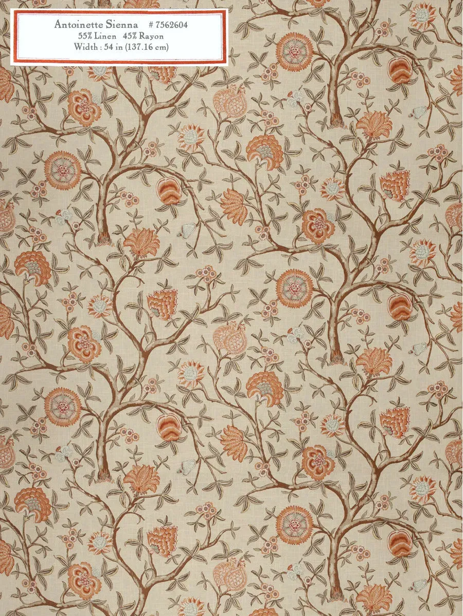 French General Antoinette Sienna tissu ameublement terracotta
