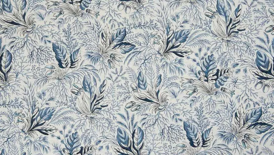 French General Gardinier Indigo tissu ameublement lin indigo au mètre