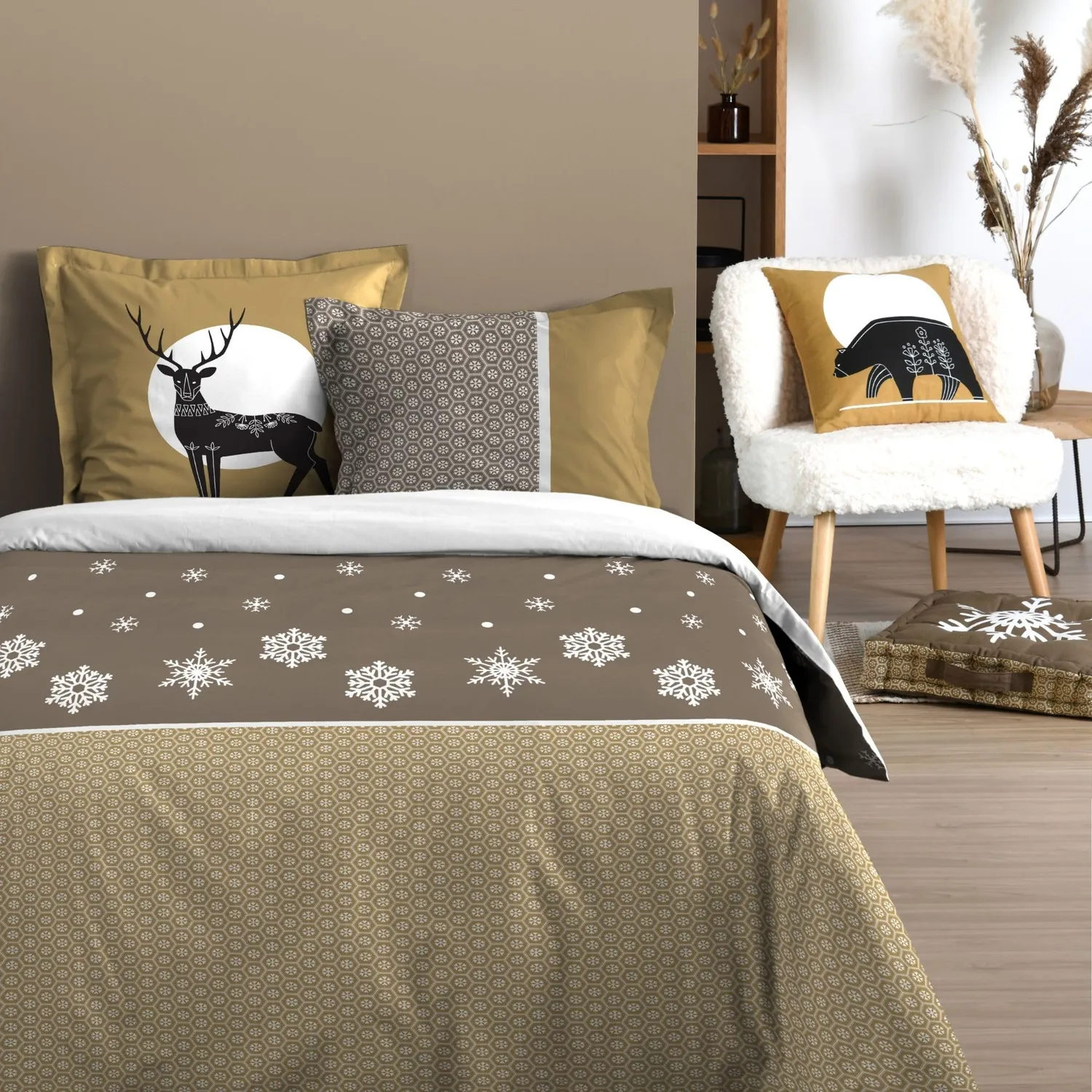 STOF Estrella parure 240x220 cm or coton 3 pièces