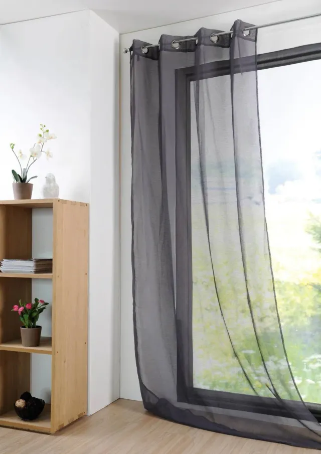 Stof Monna voilage 135x260 anthracite à oeillets