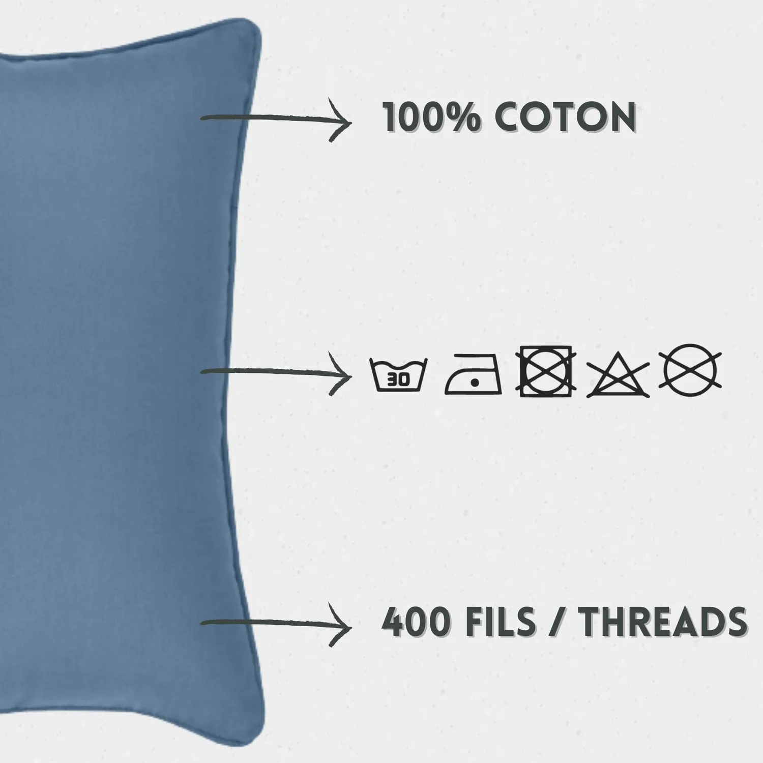 Stof Oxford coussin 30x50 bleu orage satin coton