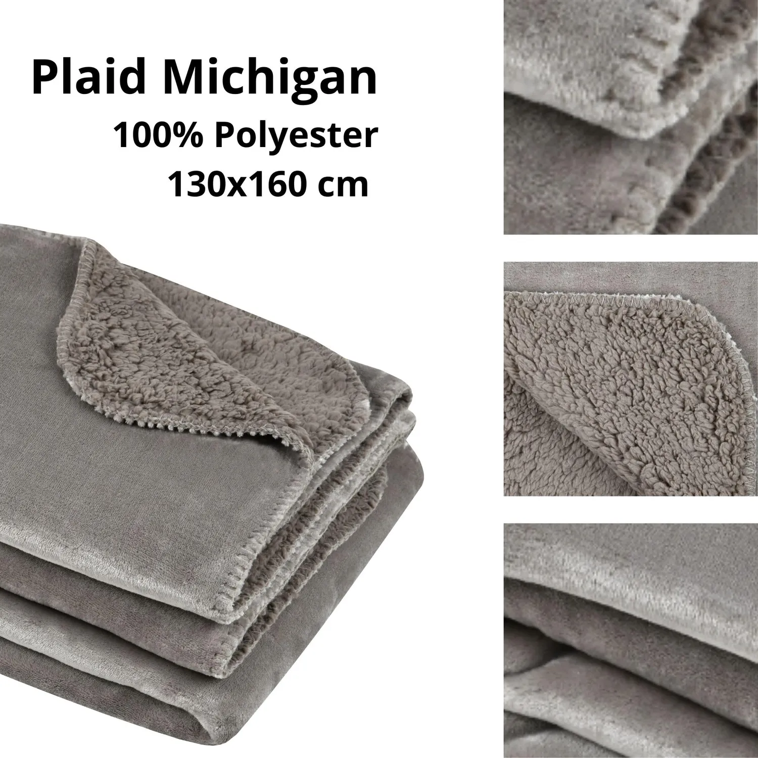 STOF Michigan plaid 130x160 cm naturel bimatière chaud