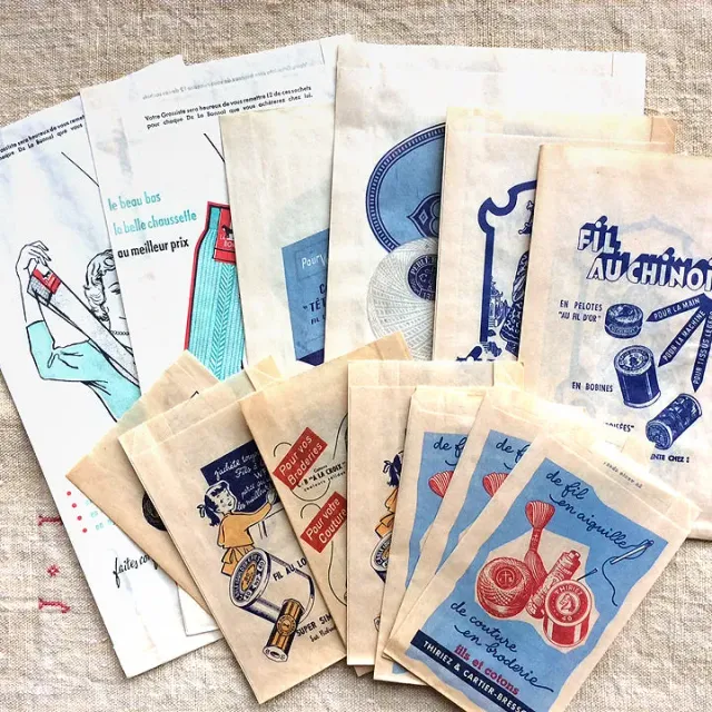 French General sachets papier mercerie ancienne lot 16 mélange