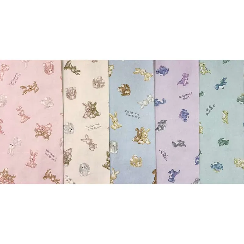 Yoko Saito 2603 coupon tissu coton lapins dinosaures 50x30 cm