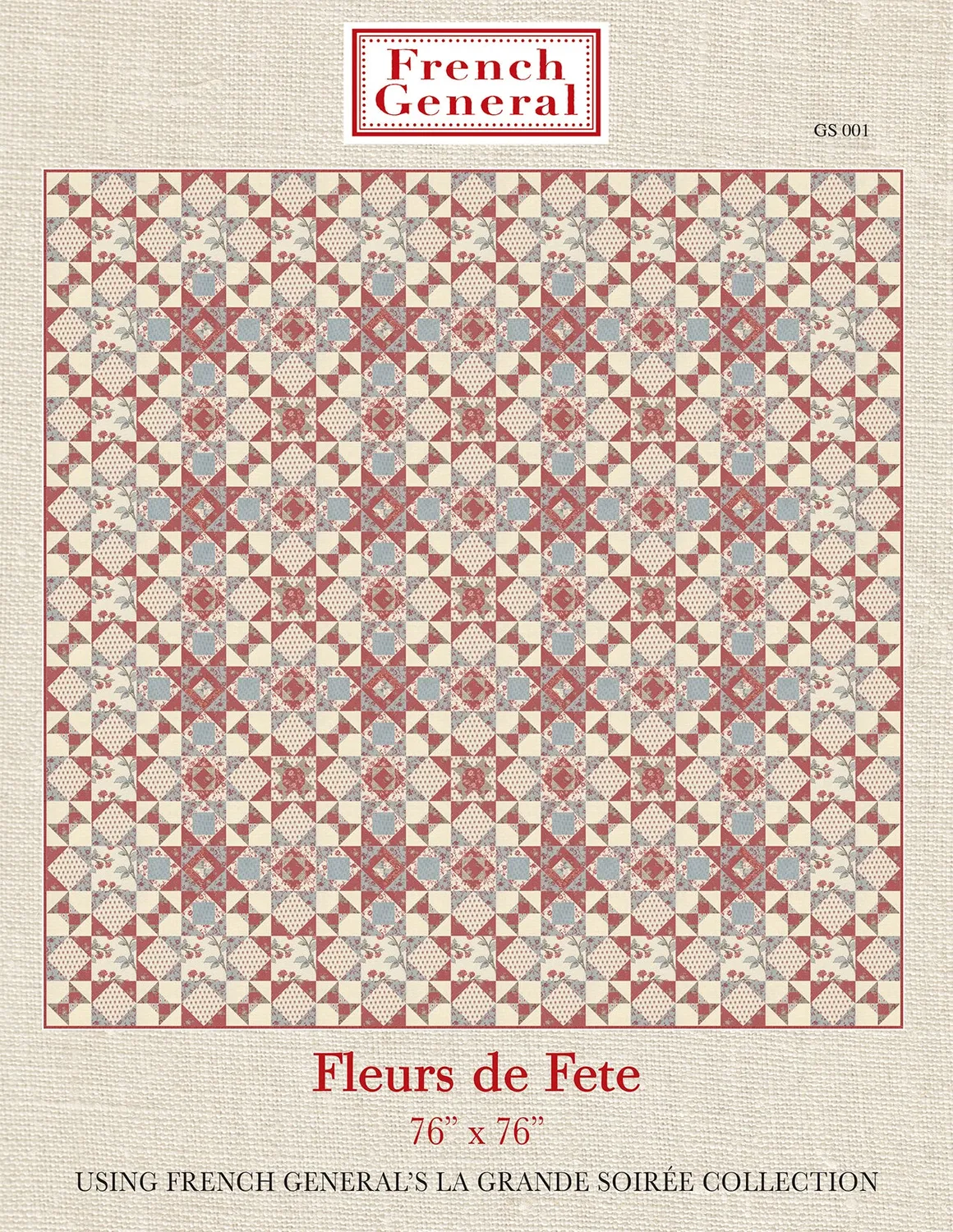 French General Fleurs De Fete patron quilt 76x76 imprimé floral