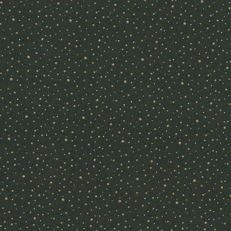 Yoko Saito 2026-03-A12 tissu coton pois kaki fond vert