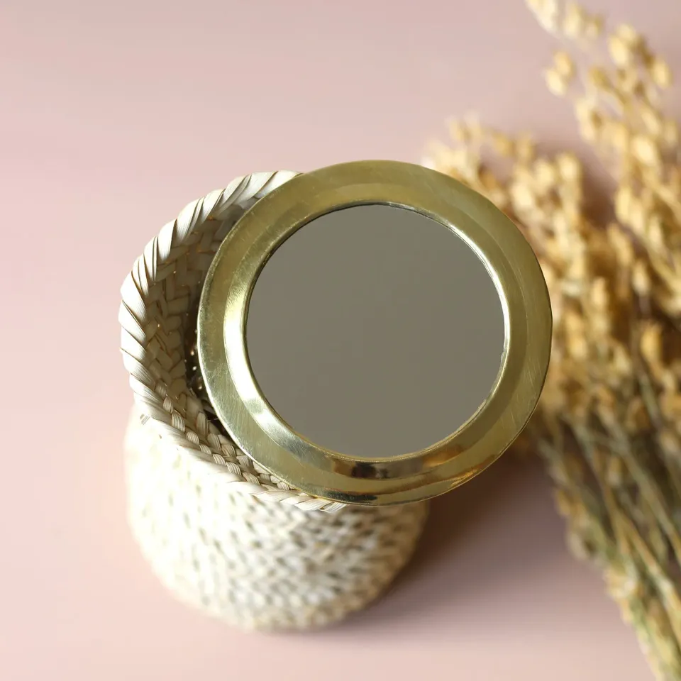 La Maison Naïve Petit Miroir Rond Laiton Doré miroir mural lisse