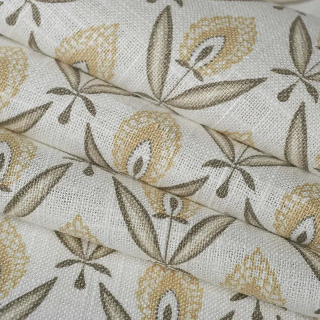 French General Darcy Bisque tissu lin coton beige au mètre
