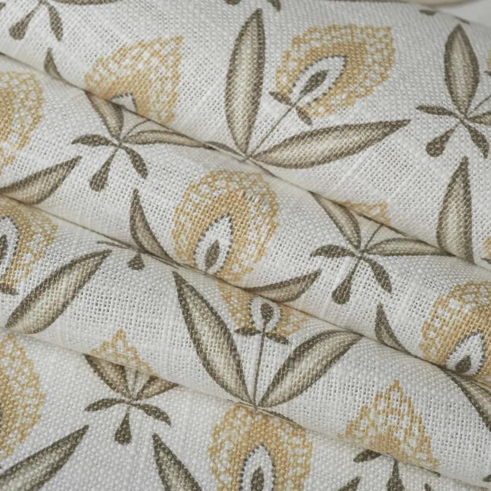 French General Darcy Bisque tissu lin coton beige au mètre