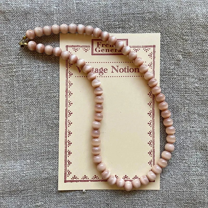 French General Perles œil-de-chat rose pâle 7 mm 55 perles
