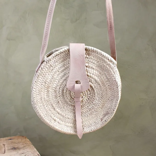 La Maison Naïve Palme sac rond cuir rose bandoulière