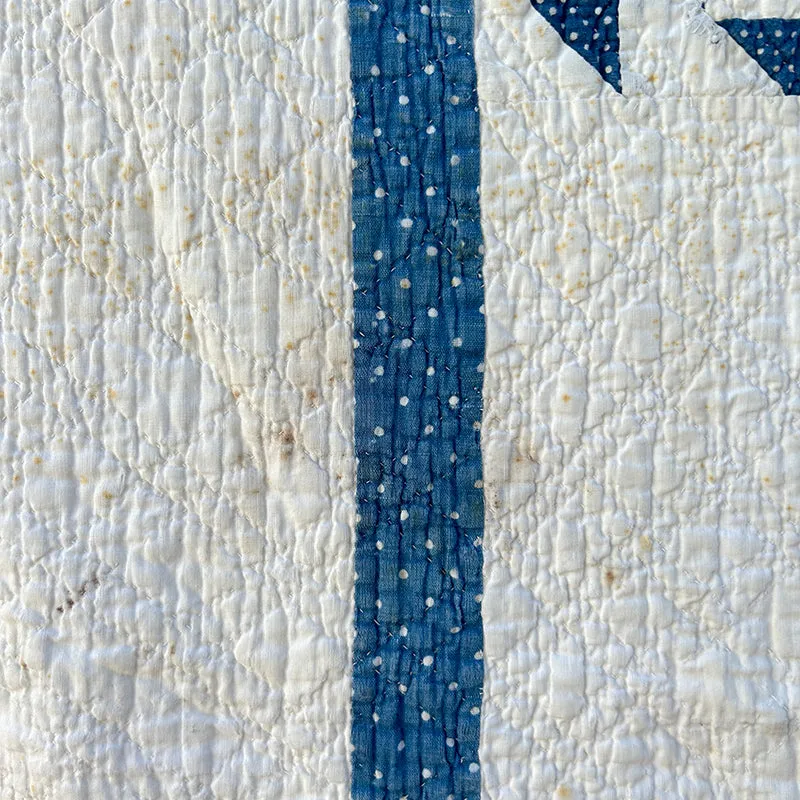 French General Radiating Cross quilt ancien indigo 173x224 cm
