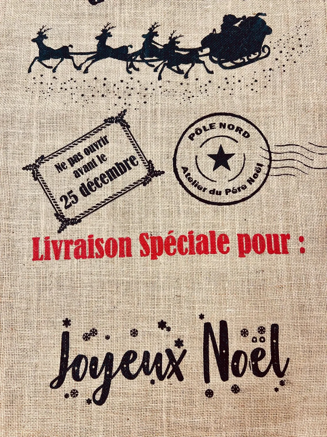 Tissushop hotte Père Noël toile de jute 50x80 naturel