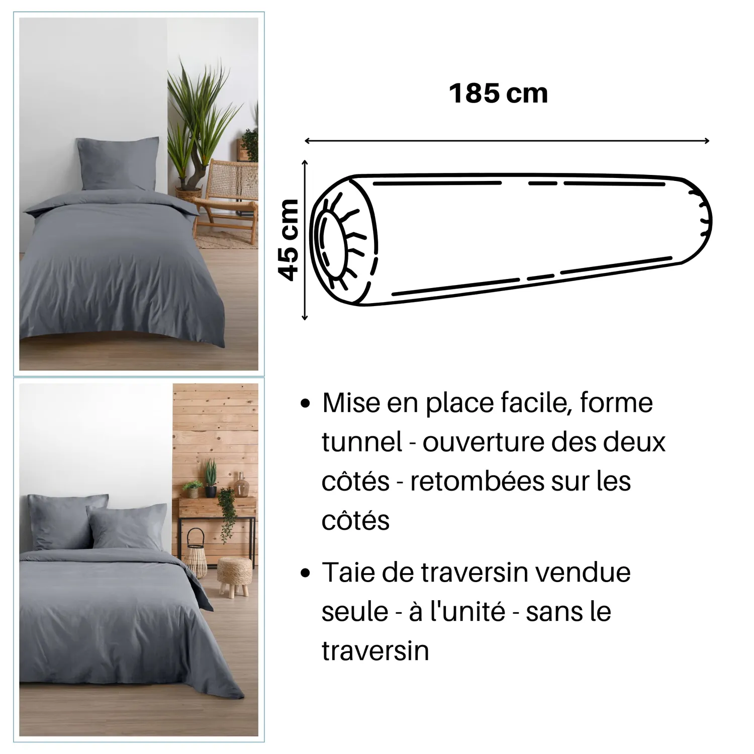 Stof Eden taie traversin 45x185 cm souris coton