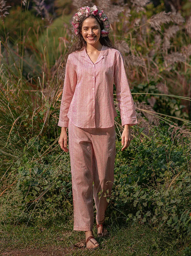 French General L'Esprit de Provence Pink Laurel pyjama coton rose