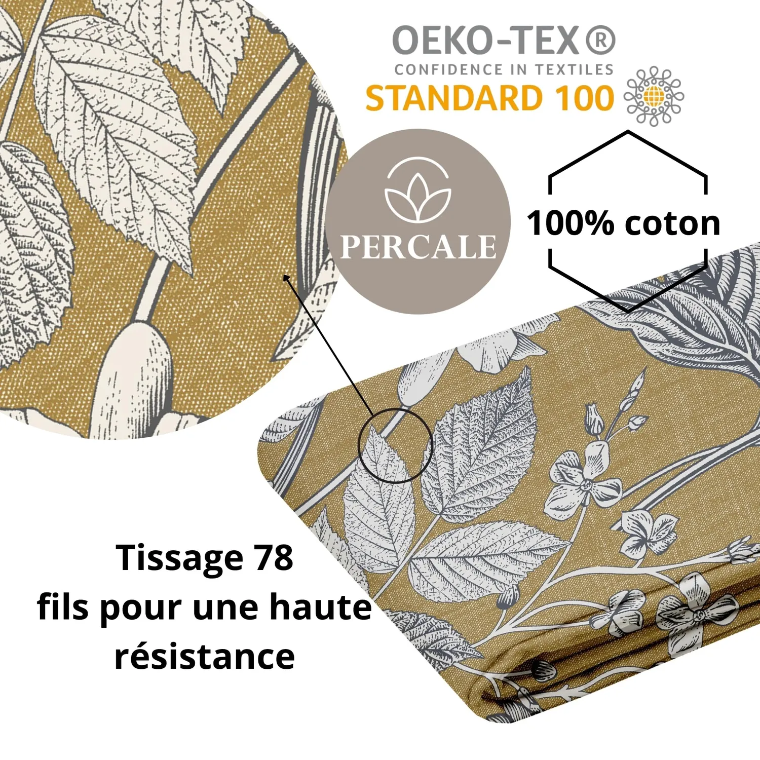 STOF Jacinthe housse de couette 260x240 jaune percale