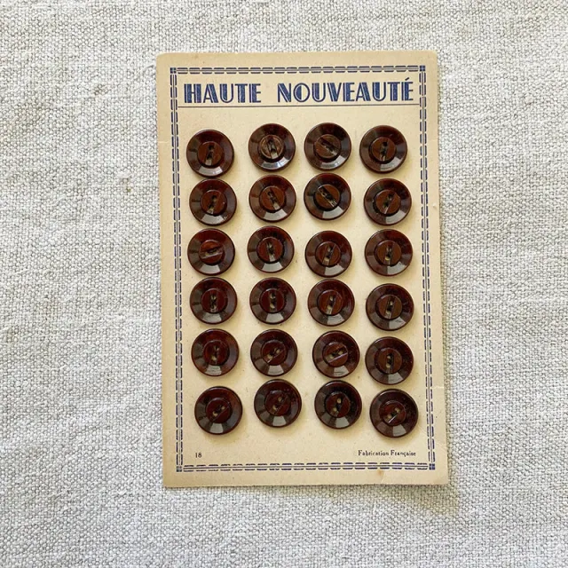 French General Vintage boutons marron plastique carte x24