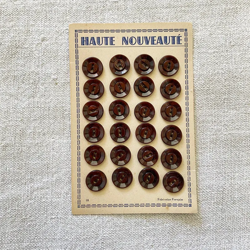 French General Vintage boutons marron plastique carte x24