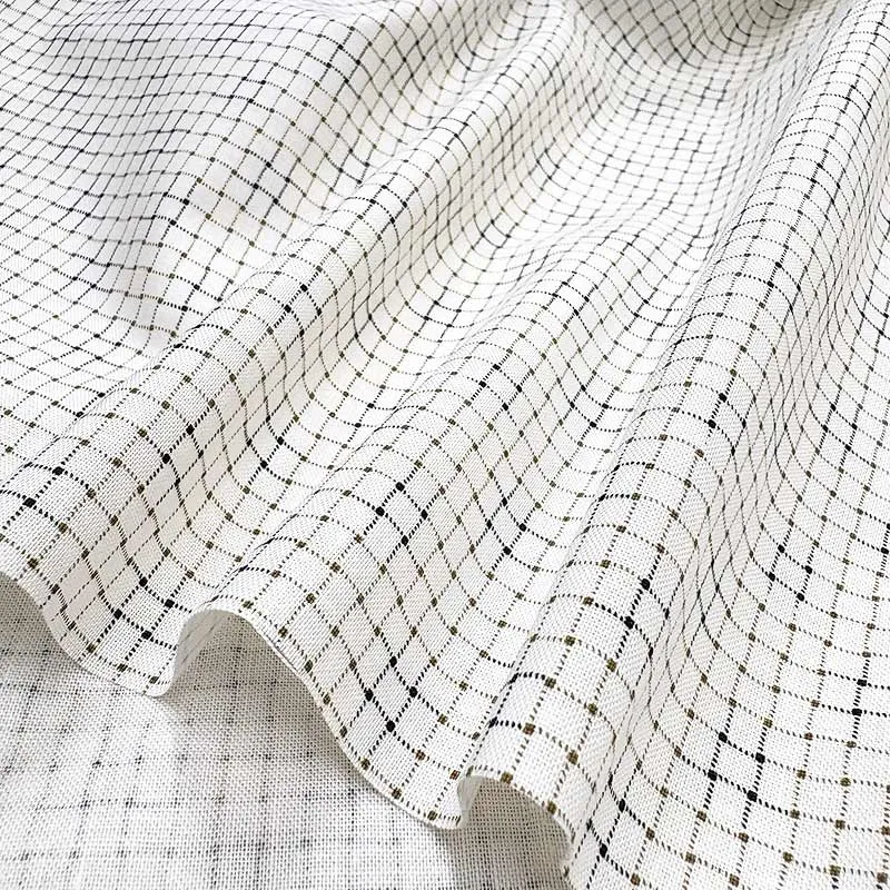 Yoko Saito 2026-02-A04 tissu coton carreaux kaki au mètre