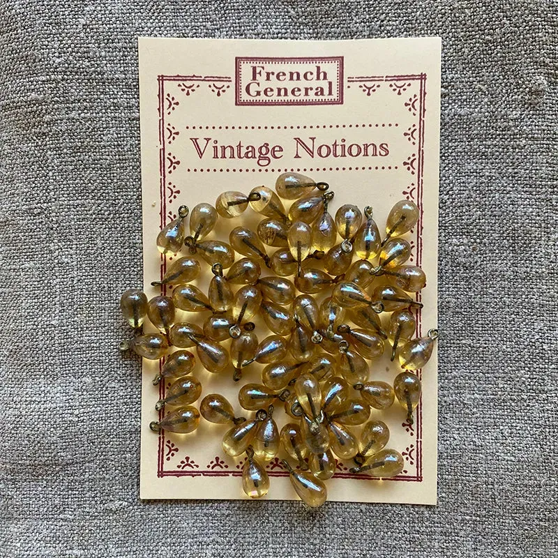 French General Vintage Aurora Borealis gouttes verre 8x10mm lot 72 irisé