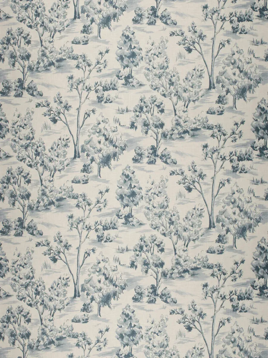 French General Arbe Toile Bleu tissu ameublement bleu 54"